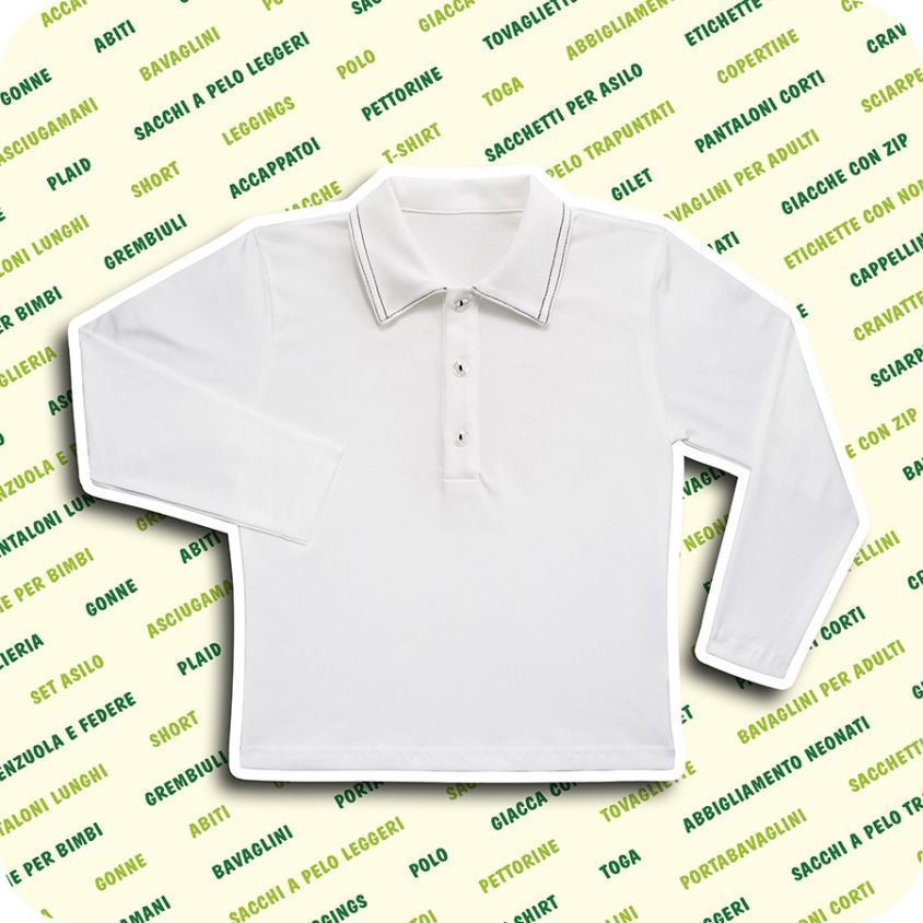 Polo Jersey a manica lunga con finiture a righe
